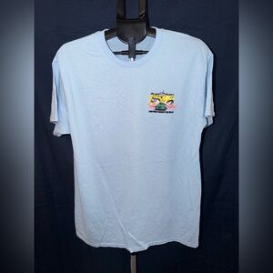 Almost Human Graphic T-Shirt “Fortune Favors the Bold” Graphic Light Blue-large